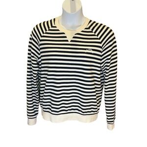 The Upside Navy and White Stripe Long Sleeve Pullover T-shirt Coastal sweatshirt